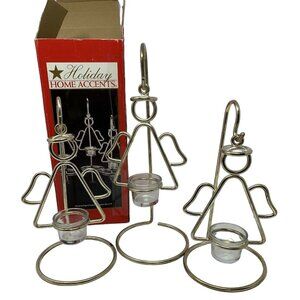 Hanging Angel Tealight Candle Holders Metal Standing Christmas Holiday Decor